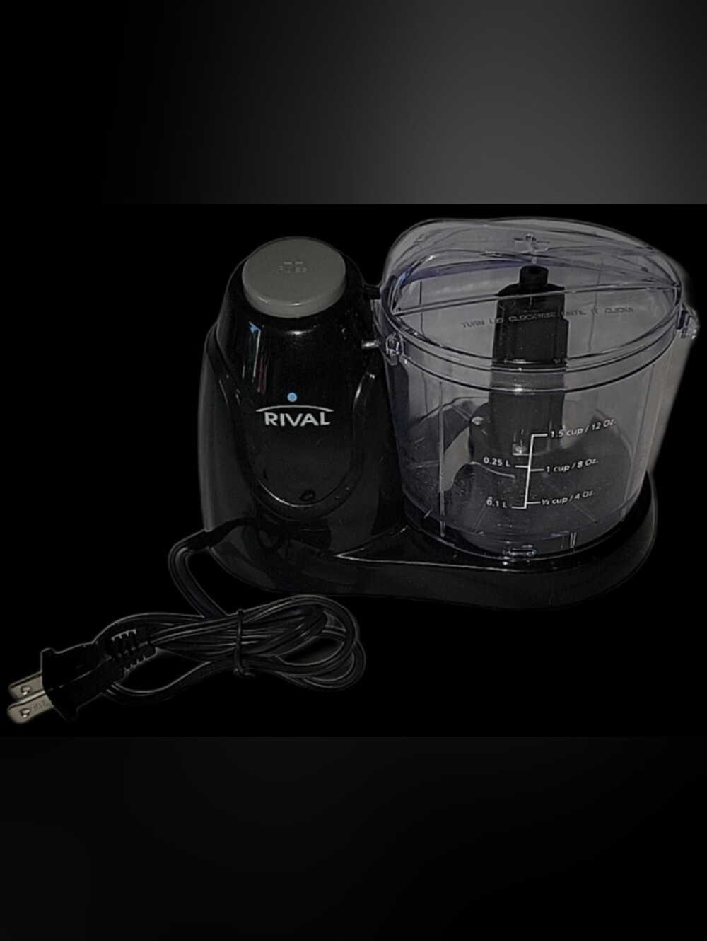 Rival Compact FPRVMC3002-BLK Electric Food Chopper in Black & Clear